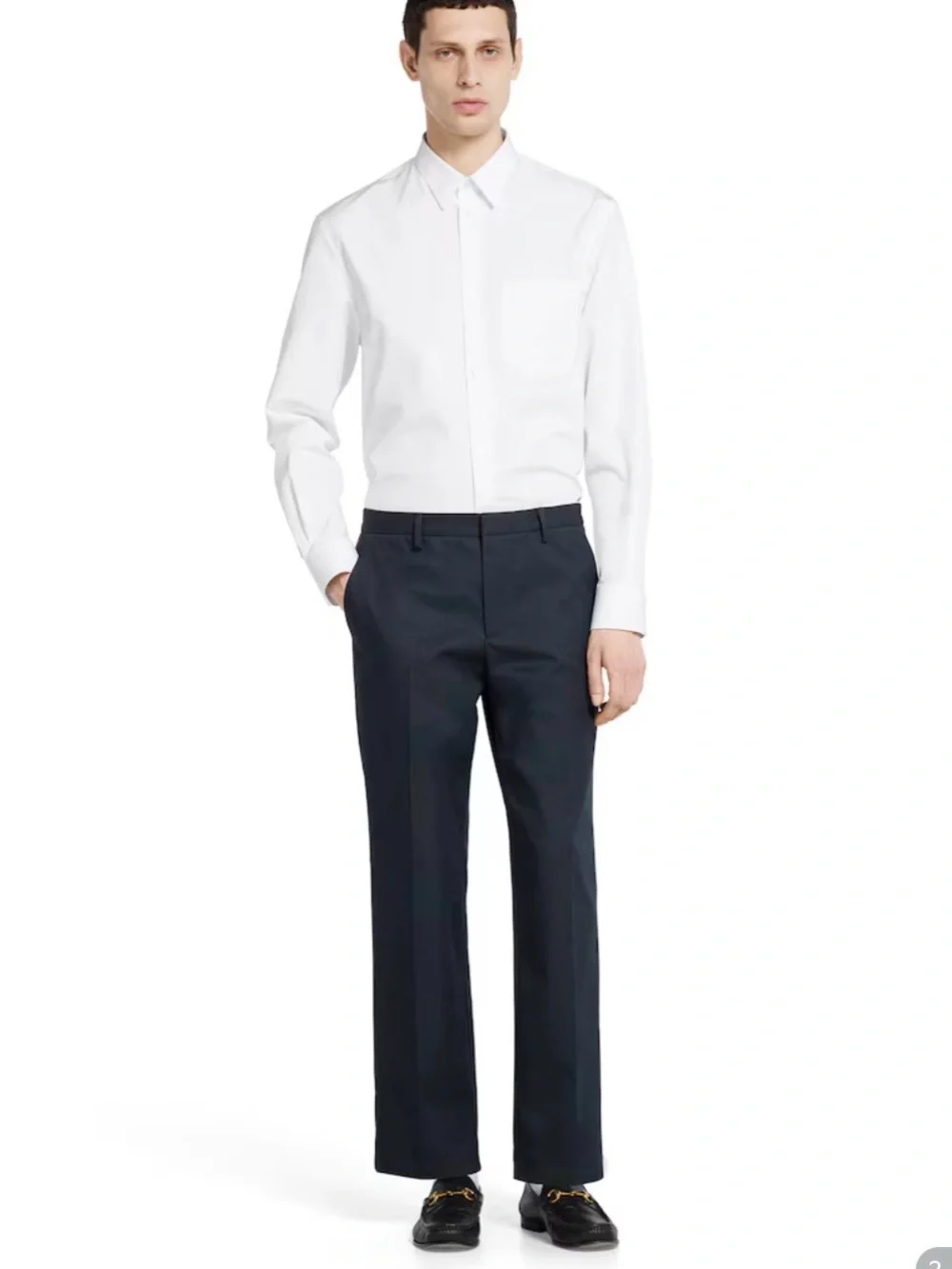 Gucci Men's Navy Dress Pants with Red and Green Trim